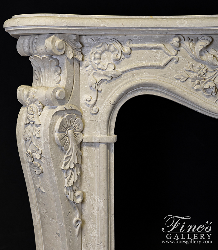 Marble Fireplaces  - Rococo Era Mantel In Italian Perlato Royal Marble - MFP-2264